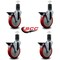 Service Caster 5'' Red Poly Swivel 1-5/8'' Expanding Stem Caster Set with Brake, 4PK SCC-EX20S514-PPUB-RED-PLB-158-4 - alternate 2